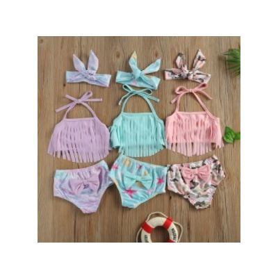 Costum de baie cu franjuri din 3 piese (Marime: 100, Model: Army) JEMdrl47b11