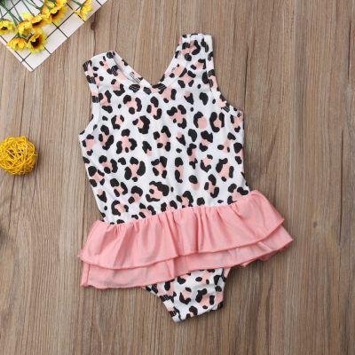 Costum de baie leopard roz cu volan (Marime: 140) JEMdrl47e28