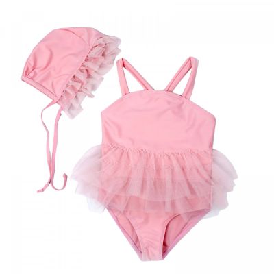 Costum de baie Roz cu caciulita (Varsta: 2-3 ani) JEMdrl47b2w1