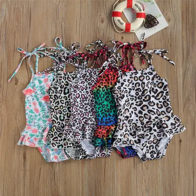 Costum de baie cu volan si bretelute (Marime: 120, Model: Multicolor) JEMdrl47b2ua17