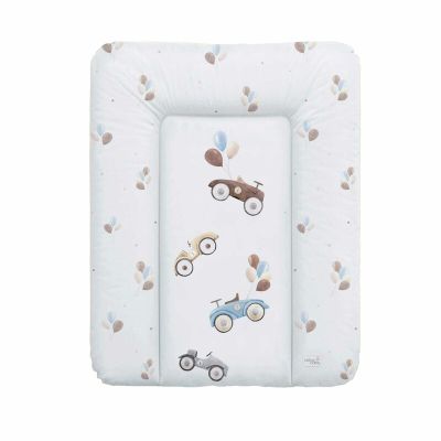 Ceba Baby - Saltea de infasat moale Retro Cars, Fara ftalati, 70 x 50 cm, Alb/Bej BYNW-143-000-640
