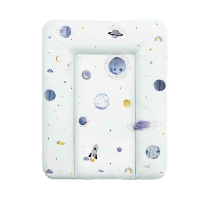 Ceba Baby - Saltea de infasat moale World Universe, Fara ftalati, 70 x 50 cm, Alb/Albastru BYNW-143-123-651