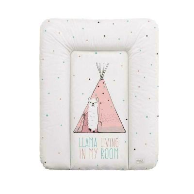 Ceba Baby - Saltea de infasat moale lama Lolly Poll, Fara ftalati, 70 x 50 cm, Alb/Roz BYNW-143-120-607