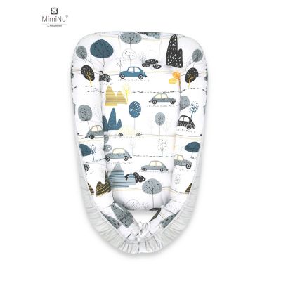 MimiNu - Cosulet bebelus pentru dormit, Baby Cocoon 75x55 cm, Husa 100% bumbac, Din bumbac certificat Oeko Tex Standard 100, Childrens Journey Grey BYN6426972019316