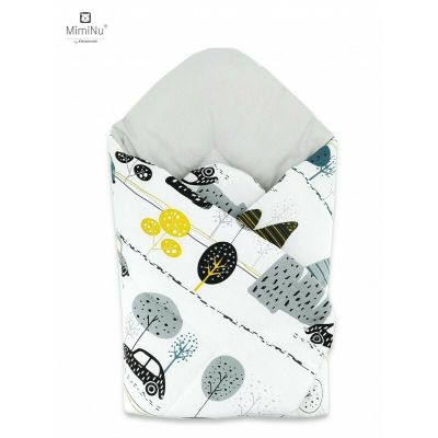 MimiNu - Paturica de infasat cu doua fete, Cu multiple utilizari, Cu inchidere arici velcro, Dimensiune 75x75 cm, Din bumbac certificat Oeko Tex Standard 100, Childrens Journey Grey BYN6426972019262