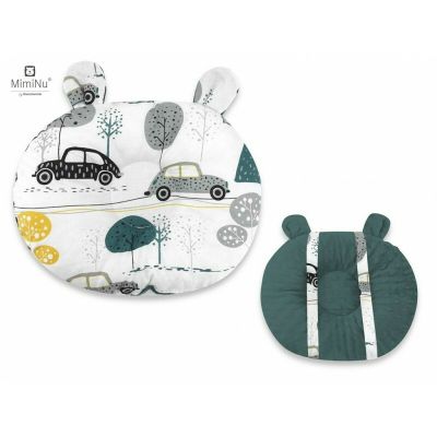 MimiNu - Perna bebelusi Ursulet, Multifunctionala, Cu doua fete, Tesatura pufoasa minky si bumbac, Materiale certificate Oeko Tex Standard 100, Minky Childrens Journey Grey BYN6426972019286