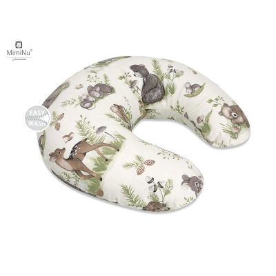 MimiNu - Perna pentru alaptat, Din bumbac certificat Oeko Tex Standard 100, Cu husa detasabila, Cu fermoar securizat, Circumferinta 155 cm, Design, Calm Forest Natural BYN6426972016360