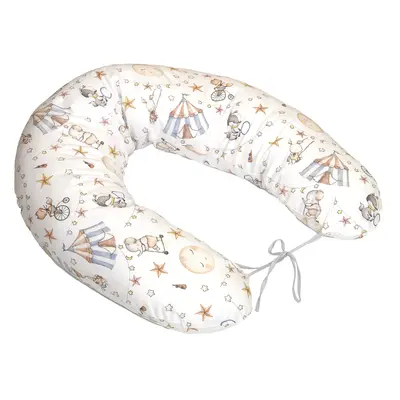 Perna Pentru Gravide Si Alaptare, Husa Detasabila Din Bumbac 100% Si Umplutura Antialergica Babysoft  , Circ Blue, Amy Pjb84778