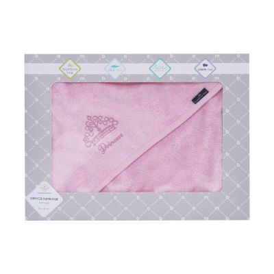 Prosop Din Fibra De Bambus Cu Gluga Pentru Bebelusi Si Copii, Hands-free, Princess Pink, 85x85cm Pjb31030