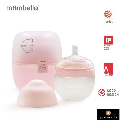 Biberon Anticolici Mombella Breast-Like, 120ml, Tetina S flux lent, 100% Silicon, Old Roze KRT8138