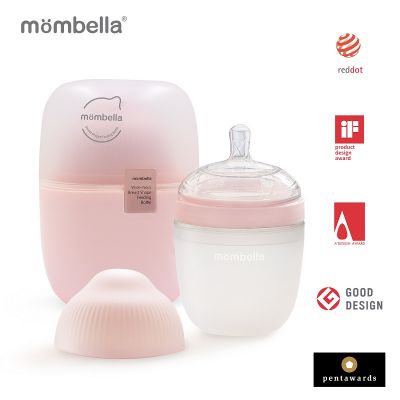 Biberon Anticolici Mombella Breast-Like, 210ml, Tetina M flux mediu, 100% Silicon, Old Roze KRT8139