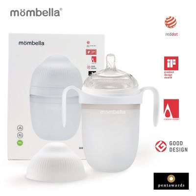 Biberon Anticolici Mombella Breast-Like, 300ml, Tetina 360° XL Flux Consistent, 100% Silicon, Ivory KRT8162