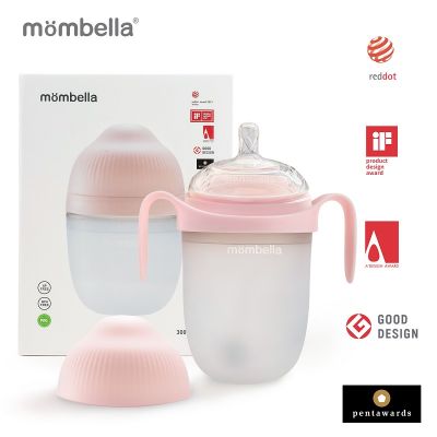 Biberon Anticolici Mombella Breast-Like, 300ml, Tetina 360° XL Flux Consistent, 100% Silicon, Old Roze KRT8163