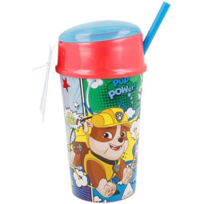 Cana cu pai, capac si compartiment alimente Paw Patrol 400 ml SunCity STF18901 BBJSTF18901_Albastru