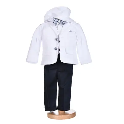 Costum botez baiat, alb cu bleumarin, 5 piese, Denikos&reg; H005 NKO5854