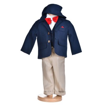 Costum botez baietel, bleumarin inimos, model discret, 5 piese, Denikos® H001 NKO5850