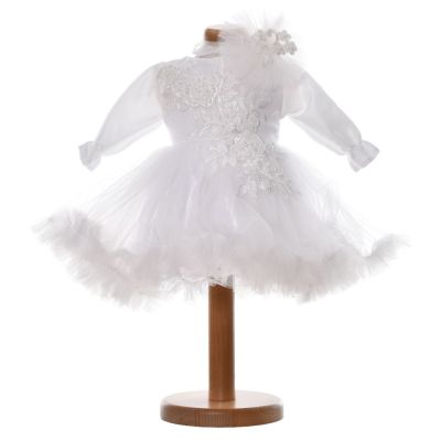 Rochie botez fata, culoare alb diafan, 2 piese, Denikos® H039 NKO5888