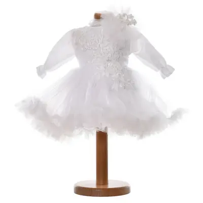 Rochie botez fata, culoare alb diafan, 2 piese, Denikos&reg; H039 NKO5888