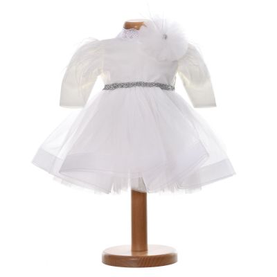 Rochie botez fetita eleganta, culoare alb imaculat, 2 piese, Denikos® H040 NKO5889
