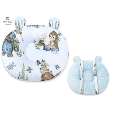 MimiNu - Perna bebelusi Ursulet, Multifunctionala, Cu doua fete, Tesatura pufoasa minky si bumbac, Materiale certificate Oeko Tex Standard 100, Design, Minky Let\'s Go Blue BYN6426972018913