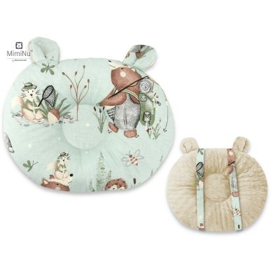 MimiNu - Perna bebelusi Ursulet, Multifunctionala, Cu doua fete, Tesatura pufoasa minky si bumbac, Materiale certificate Oeko Tex Standard 100, Design, Minky Let\'s Go Natural BYN6426972018982