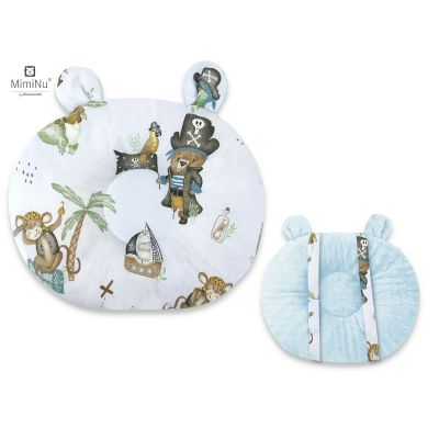 MimiNu - Perna bebelusi Ursulet, Multifunctionala, Cu doua fete, Tesatura pufoasa minky si bumbac, Materiale certificate Oeko Tex Standard 100, Design, Minky Pirates Blue BYN6426972018760