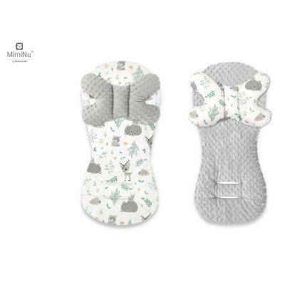 MimiNu - Protectie textila pentru carucior, scaun auto si scaun de bicicleta, Cu perna Butterfly, Materiale certificate Oeko Tex Standard 100, Minky Forest Friends Mint BYN6426972019125