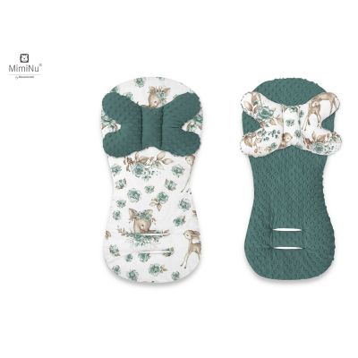 MimiNu - Protectie textila pentru carucior, scaun auto si scaun de bicicleta, Cu perna Butterfly, Materiale certificate Oeko Tex Standard 100, Minky Sweet Deer Mint BYN6426972019163