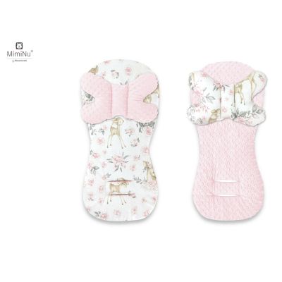 MimiNu - Protectie textila pentru carucior, scaun auto si scaun de bicicleta, Cu perna Butterfly, Materiale certificate Oeko Tex Standard 100, Minky Sweet Deer Pink BYN6426972019170