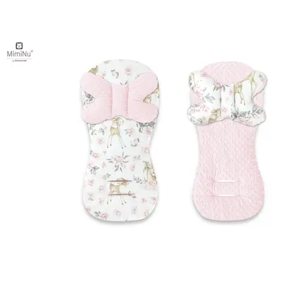 MimiNu - Protectie textila pentru carucior, scaun auto si scaun de bicicleta, Cu perna Butterfly, Materiale certificate Oeko Tex Standard 100, Minky Sweet Deer Pink BYN6426972019170