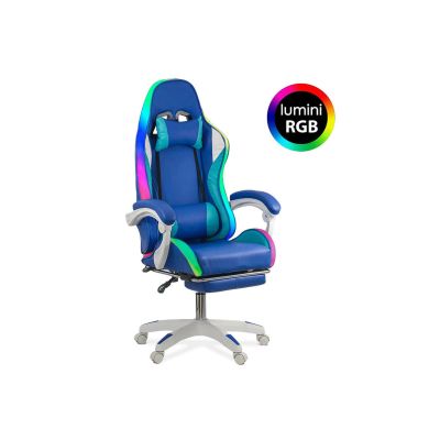 Scaun gaming cu lumini rbg si suport picioare off 298 drm10106