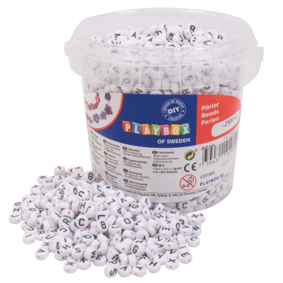 Set 2500 de margele rotunde plate de insirat cu litere, diametru 7.5 mm - okepb2472140