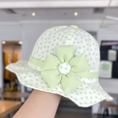 Palariuta ivoire pentru fetite - Green flower MDHAT357-pa02