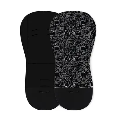 Petite&Mars - Salteluta pentru carucior din spuma cu memorie, Reversibila, Din bumbac, Design pisici, Negru BYN502116