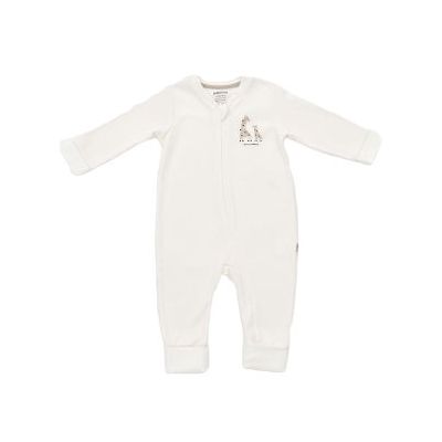 Salopeta cu fermoar Girafa, BabyCosy, 100% bumbac organic, Ecru (Marime: 12-18 Luni) JEMBC-CSY3041-12