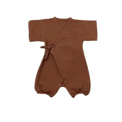 Salopeta petrecuta din muselina, BabyCosy, 100% bumbac organic, Caramiziu (Marime: 18-24 Luni) JEMBC-CSYM7001-18