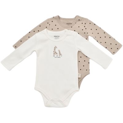 Set 2 body-uri cu maneca lunga bebe unisex Girafa, Baby Cosy, 100% bumbac organic (Marime: 9-12 luni) JEMBC-CSY5788-9