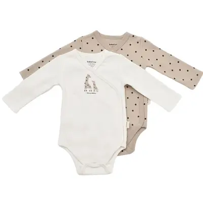 Set 2 body-uri cu maneca lunga petrecute, Girafa, Baby Cosy, 100% bumbac organic (Marime: 0-3 Luni) JEMBC-CSY5759-0