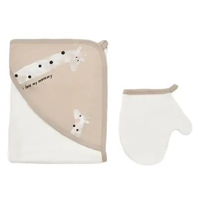 Set de baie cu prosop si manusa Girafa, BabyCosy, Mink JEMBC-CSY5956