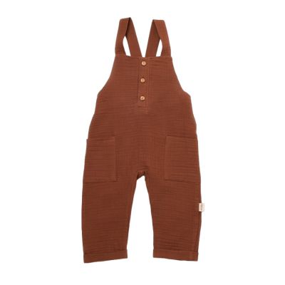 Salopeta de vara cu buzunare din muselina, BabyCosy, 100% bumbac organic, caramiziu (Marime: 12-18 Luni) JEMBC-CSYM7010-12