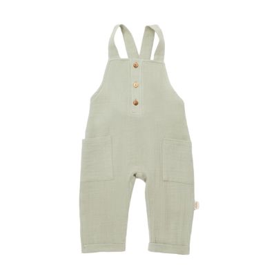 Salopeta de vara cu buzunare din muselina, BabyCosy, 100% bumbac organic, verde (Marime: 6-9 luni) JEMBC-CSYM7011-6