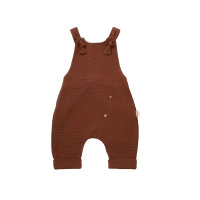 Salopeta de vara cu pantaloni lungi din muselina, BabyCosy, 100%bumbac, caramiziu (Marime: 6-9 luni) JEMBC-CSYM7007-6