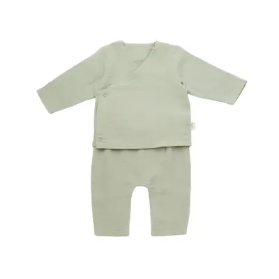Set bluzita petrecuta si panataloni lungi din muselina, Baby Cosy, 100% bumbac organic, Verde (Marime: 9-12 luni) JEMBC-CSYM7014-9
