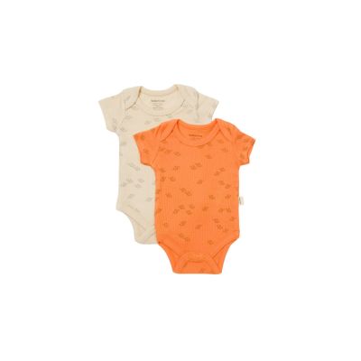Set 2 body-uri Printed, BabyCosy, 50% modal+50% bumbac, Stone/Apricot (Marime: 3-6 Luni) JEMBC-CSYM11217-3