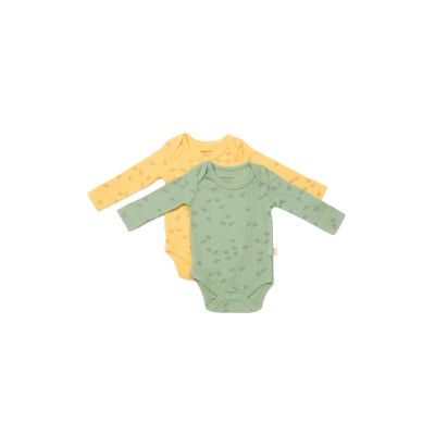 Set 2 body-uri cu maneca lunga Printed, BabyCosy, 50% modal+50% bumbac, Lamaie/Verde (Marime: 6-9 luni) JEMBC-CSYM11316-6