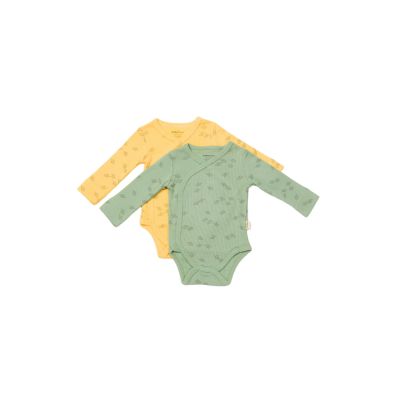 Set 2 body-uri petrecute Printed, BabyCosy, 50% modal+50% bumbac, Lamaie/Verde (Marime: 0-3 Luni) JEMBC-CSYM11319-0