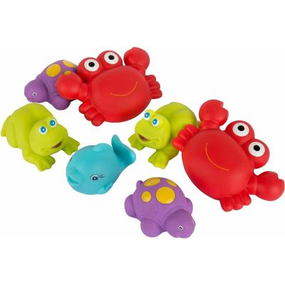Set 7 animalute de baie, Fara gauri, Cu gentuta pentru transport, Fara BPA, Floating Sea Friends, Playgro, New Blue BYN1147974