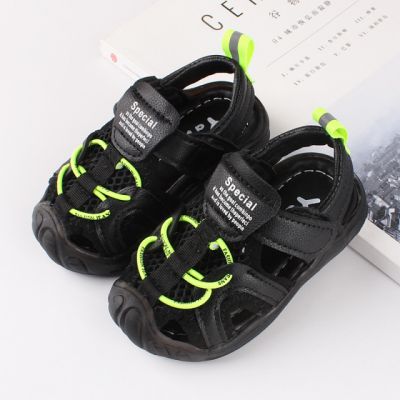 Sandale negre cu sireturi neon pentru baietei LIA189-2-c