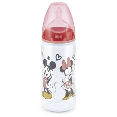 Biberon Nuk First Choice PP 300 ml Control Temperatura Tetina Silicon M 6-18 luni Mickey Rosu ERFMAR-N4680