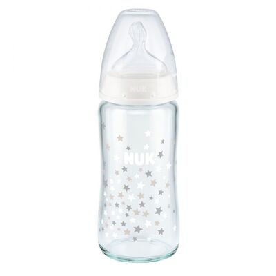 Biberon Nuk First Choice Sticla 240 ml Control Temperatura Tetina Silicon M 0-6 luni Alb ERFMAR-N4956